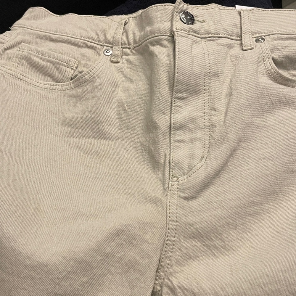 LOFT  High Waist Straight Crop Jeans Beige /Sand Size 28/6 NWT Raw Hem - Picture 9 of 16
